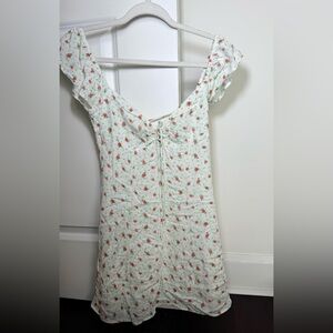 Zara Floral White Dress with Red Accents